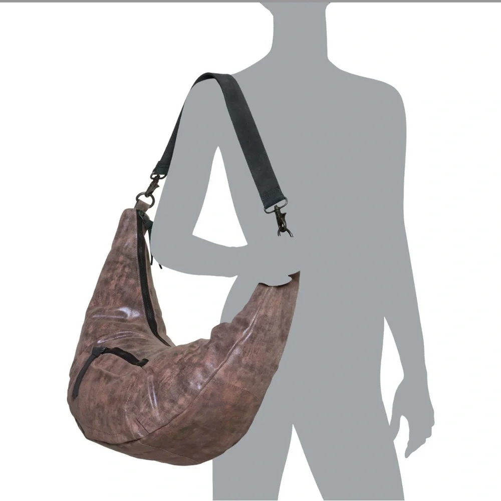 Free People NEW We the Free Sparta Chocolate Brown Metallic Hobo Bag Purse